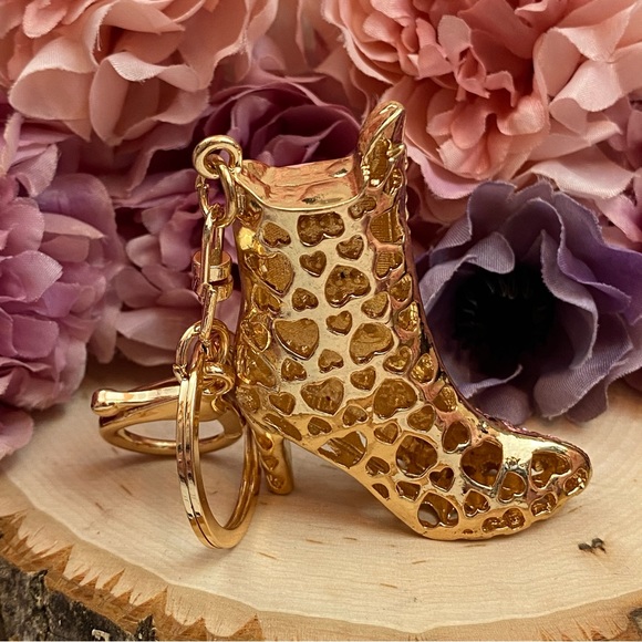 Pink and Red Crystal High Heel Boot Keychain Charm - Picture 7 of 16